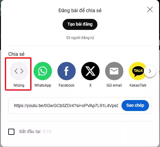 Cách nhúng video youtube lên website